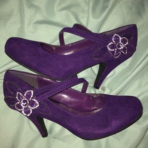 Purple Color with Flowers 4 Inch Heels